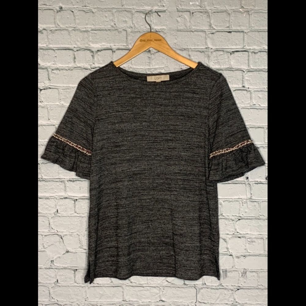 Loft ruffle sleeve embellished top. XS